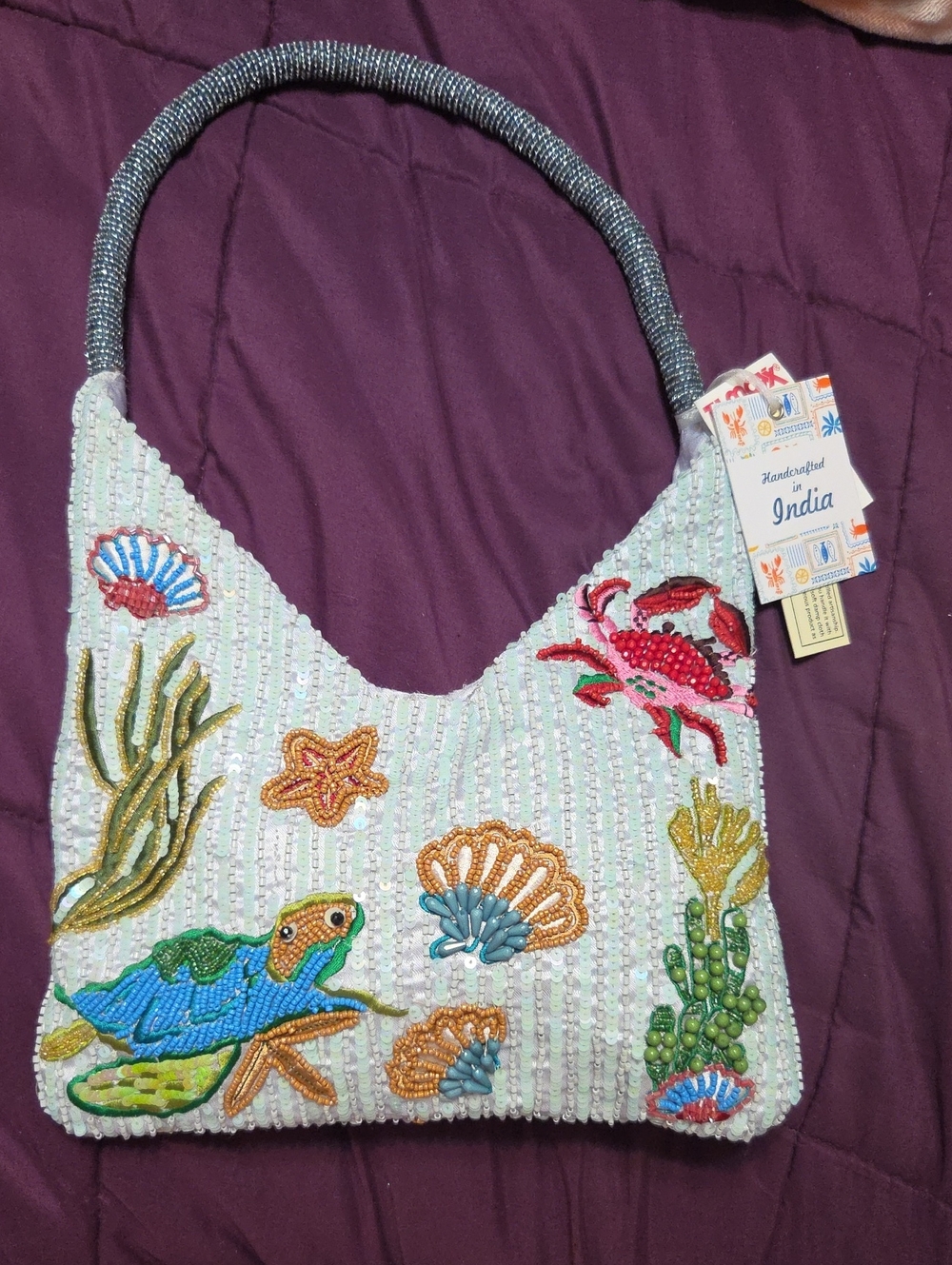 Beaded Sea Life Shoulder Bag